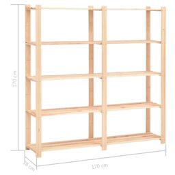 Berkfield Home 5-Tier Storage Racks 10 pcs 170x38x170 cm Solid Pinewood 500 kg in Beige - Size: 170 x 38 x 170 cm - thumbnail 8