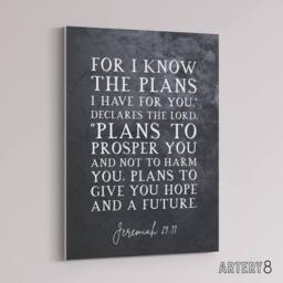 "Artery8 Jeremiah 29 11 I Know The Plans Have Bible Quote Canvas Wall Art Print in Grey - Size: W24"" x H32""" - thumbnail 2