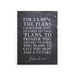"Artery8 Jeremiah 29 11 I Know The Plans Have Bible Quote Canvas Wall Art Print in Grey - Size: W24"" x H32""" - thumbnail 1