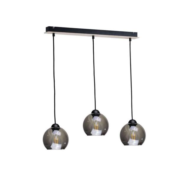 Netlighting Wood Bar Pendant Ceiling Light Black 60cm 3x E27
