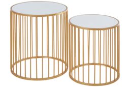 Orsina Nest Of 2 Round Side Tables, Gold Finish Metal Frame With Mirrored Tops, Nesting Tables For Living Room - thumbnail 2