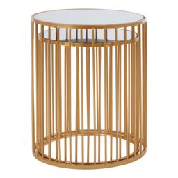 Orsina Nest Of 2 Round Side Tables, Gold Finish Metal Frame With Mirrored Tops, Nesting Tables For Living Room - thumbnail 3