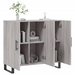 Berkfield Home Sideboard Grey Sonoma 90x34x80 cm Engineered Wood - Size: 90 x 34 x 80 cm - thumbnail 4