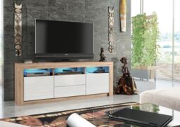 Creative Furniture Shine TV Unit 160cm - A Bright & Stylish Cabinet with Gloss Doors & LED Lights in Light Oak - thumbnail 2