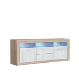 Creative Furniture Shine TV Unit 160cm - A Bright & Stylish Cabinet with Gloss Doors & LED Lights in Light Oak - thumbnail 3
