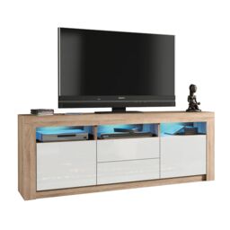 Creative Furniture Shine TV Unit 160cm - A Bright & Stylish Cabinet with Gloss Doors & LED Lights in Light Oak - thumbnail 6
