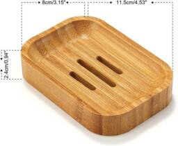 MANTRARAJ Pack of 2 Natural Wooden Bamboo Soap Dish Handmade Soap Holder Storage - thumbnail 4