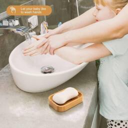 MANTRARAJ Pack of 2 Natural Wooden Bamboo Soap Dish Handmade Soap Holder Storage - thumbnail 5