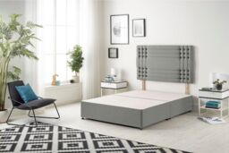 Somnior Flexby Linen Fabric Divan Bed with Orthopeadic Sprung Memory Foam Mattress & Headboard in Silver - Size: Single - thumbnail 3