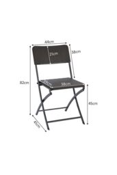 Living and Home Set of 2 Outdoor Rattan Plastic Folding Chairs in Black - thumbnail 3