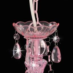 Berkfield Home Chandelier with Beads Pink Round 3 x E14 - thumbnail 5