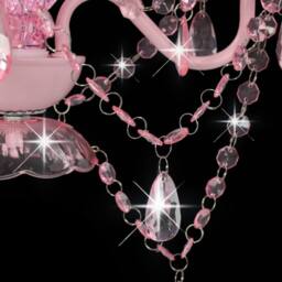 Berkfield Home Chandelier with Beads Pink Round 3 x E14 - thumbnail 7