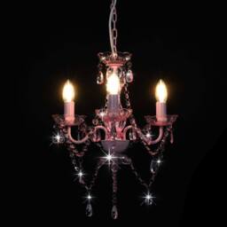 Berkfield Home Chandelier with Beads Pink Round 3 x E14 - thumbnail 4