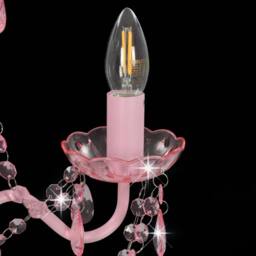 Berkfield Home Chandelier with Beads Pink Round 3 x E14 - thumbnail 6