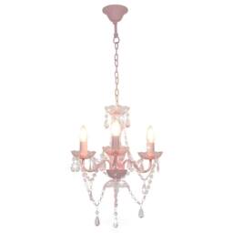 Berkfield Home Chandelier with Beads Pink Round 3 x E14 - thumbnail 2