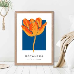 ARTZE Orange & Blue Tulip Flower Market Exhibition Framed Print SIZE: A4 with Oak Frame - thumbnail 2
