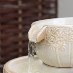 Primrose Ceramic Bronte Cascading Bowls Patio Water Feature with LED Lights 62cm in Stone - thumbnail 7