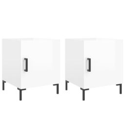 Berkfield Home Bedside Cabinets 2 pcs High Gloss White 40x40x50 cm Engineered Wood - Size: 40 x 40 x 50 cm - thumbnail 2