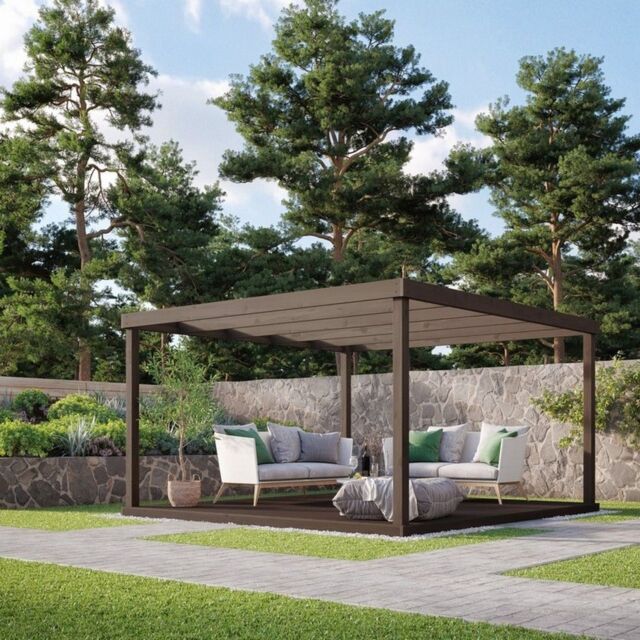 Rutland County Garden Furniture Ltd Box Pergola & Decking Kit - Wood - L360 x W360 cm - Light Green in Brown - image 1