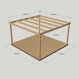 Rutland County Garden Furniture Ltd Box Pergola & Decking Kit - Wood - L360 x W360 cm - Light Green in Brown - thumbnail 3