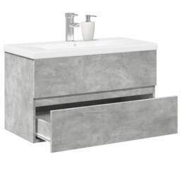 Berkfield Home 2 Piece Bathroom Furniture Set Concrete Grey Engineered Wood - thumbnail 2