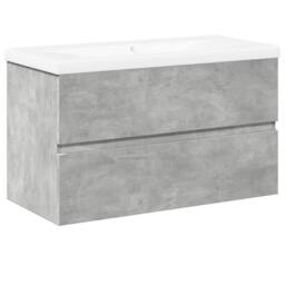 Berkfield Home 2 Piece Bathroom Furniture Set Concrete Grey Engineered Wood - thumbnail 1