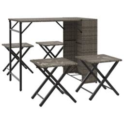 Berkfield Home Beautiful 5 Piece Garden Dining Set Foldable Grey Poly Rattan - thumbnail 3