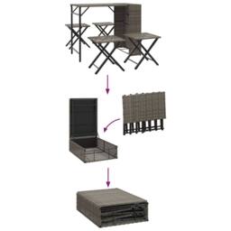 Berkfield Home Beautiful 5 Piece Garden Dining Set Foldable Grey Poly Rattan - thumbnail 8
