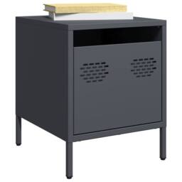 Berkfield Home Bedside Cabinets¬†2 pcs Anthracite 35x39x43.5 cm Steel in Dark Grey - thumbnail 2