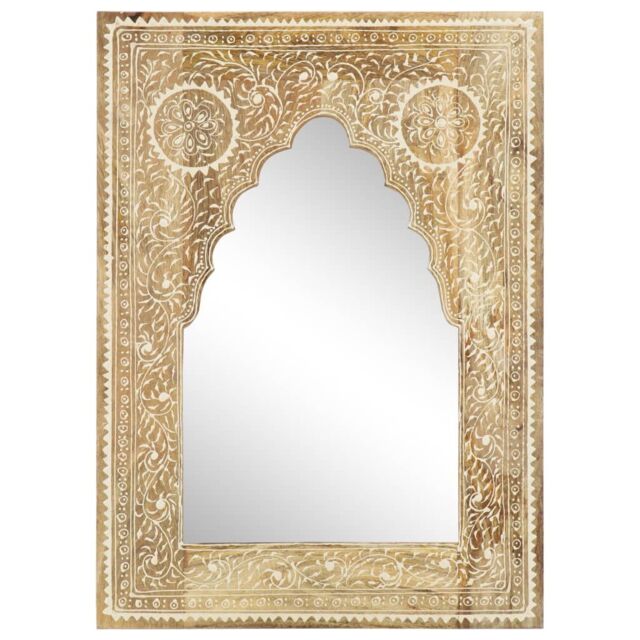 Berkfield Home Hand Painted Mirror 40x55 cm Solid Mango Wood in Brown - image 1