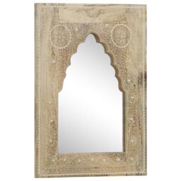 Berkfield Home Hand Painted Mirror 40x55 cm Solid Mango Wood in Brown - thumbnail 2