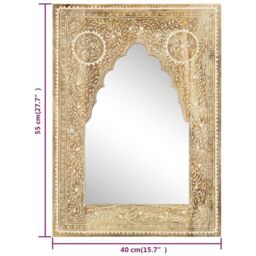 Berkfield Home Hand Painted Mirror 40x55 cm Solid Mango Wood in Brown - thumbnail 6
