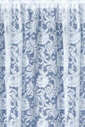 Tyrone Textiles Kew Traditional Floral White Net Curtain Flounce - Size: 300 cm width x 91 cm drop - thumbnail 2