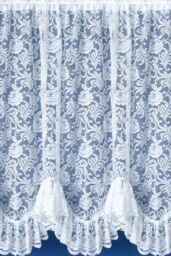 Tyrone Textiles Kew Traditional Floral White Net Curtain Flounce - Size: 300 cm width x 91 cm drop - thumbnail 1