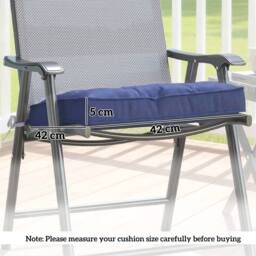 OUTSUNNY 42 x 42cm Replacement Garden Seat Cushion Pad with Ties, Dark Blue - Size: 42 x 42 cm - thumbnail 3