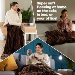 LIVIVO Electric Heated Blanket in Chocolate - Size: 130 cm x 160 cm - thumbnail 4