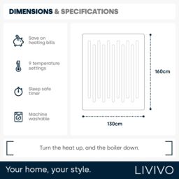 LIVIVO Electric Heated Blanket in Chocolate - Size: 130 cm x 160 cm - thumbnail 9