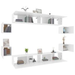 Berkfield Home 8 Piece TV Cabinet Set White Engineered Wood - thumbnail 4