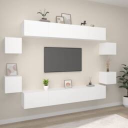 Berkfield Home 8 Piece TV Cabinet Set White Engineered Wood - thumbnail 1