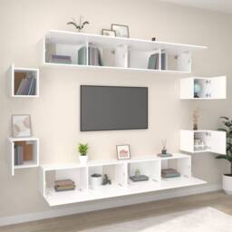 Berkfield Home 8 Piece TV Cabinet Set White Engineered Wood - thumbnail 3
