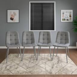 KOSY KOALA Round Glass Dining Table With 4 grey velvet Chairs Dining Furniture - thumbnail 2