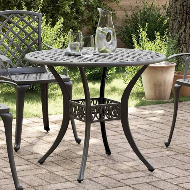 Berkfield Home Garden Table Black √ò90x75 cm Cast Aluminium - Size: 90x75 cm - image 1