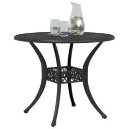 Berkfield Home Garden Table Black √ò90x75 cm Cast Aluminium - Size: 90x75 cm - thumbnail 4