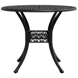 Berkfield Home Garden Table Black √ò90x75 cm Cast Aluminium - Size: 90x75 cm - thumbnail 6