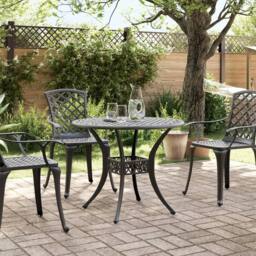 Berkfield Home Garden Table Black √ò90x75 cm Cast Aluminium - Size: 90x75 cm - thumbnail 3