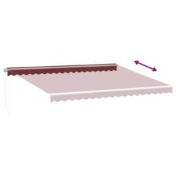 Berkfield Home Manual Retractable Awning with LED Burgundy 450x350 cm in Red - thumbnail 6