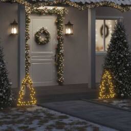 Berkfield Home Green Christmas Light Decoration with Spikes Tree 80 LEDs 60 cm - thumbnail 2