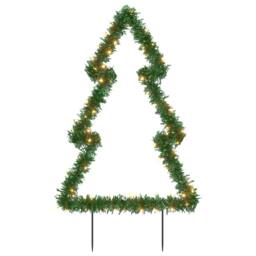 Berkfield Home Green Christmas Light Decoration with Spikes Tree 80 LEDs 60 cm - thumbnail 3