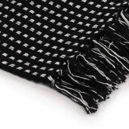 Berkfield Home Throw Cotton Squares 125x150 cm Black - thumbnail 4