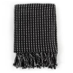 Berkfield Home Throw Cotton Squares 125x150 cm Black - thumbnail 1
